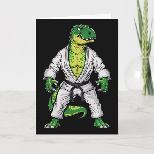 Rex Vechtkunst Dinosaurus Jiu-jitsu Bjj Karate Kaart (Voorkant)