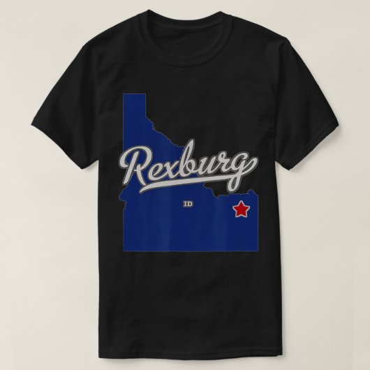 Rexburg Idaho ID Map T-shirt (Design voorkant)