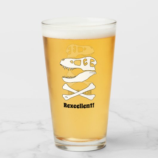"Rexcellent" T. rex Dinosaurus schedel en Kruisbee Glas (Voorkant gevuld)
