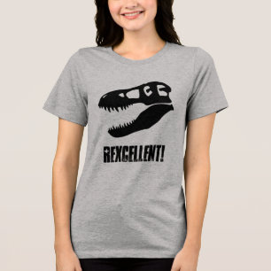 Rexcellent! T. rex dinosaurus schedel Tri-Blend Shirt