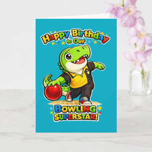 Rexy de T-Rex Bowling Superster Verjaardagskaart Kaart