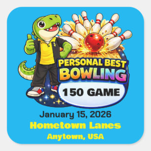 Rexy de T-Rex - Persoonlijke Beste Bowling - Vierkante Sticker
