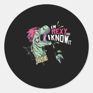 Rexy t-rex ronde sticker