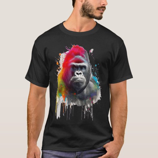 Rey de la Selva: Majestuoso Gorila Espalda Platead T-shirt (Voorkant)