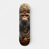 Rey Mono Chino con Mirada Seria Decisiva Persoonlijk Skateboard (Voorkant)