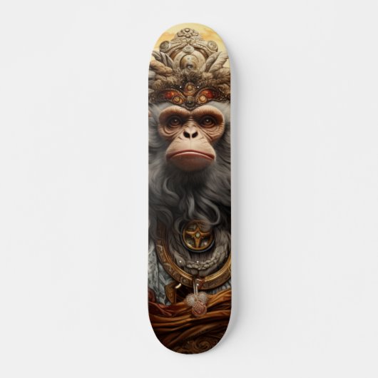 Rey Mono Chino con Mirada Seria Decisiva Persoonlijk Skateboard (Voorkant)