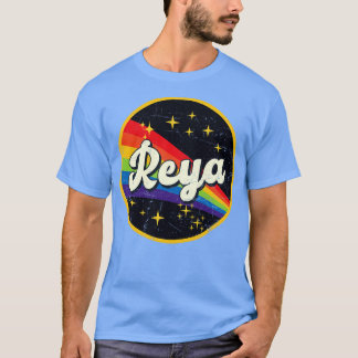 Reya regenboog in ruimte grunge stijl t-shirt