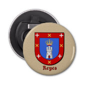 Reyes Heraldic Arms op perkament stijl terug Button Flesopener (Voorkant)