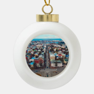 Reykjavik Aerial Uitzicht Keramische Bal Ornament