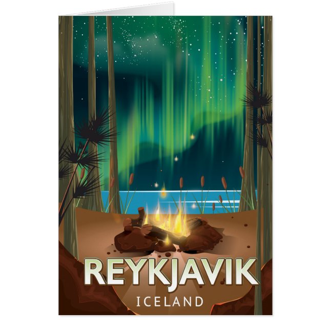 Reykjavik Camping Oude Reisposter (Voorkant)