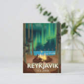 Reykjavik Camping Vintage Reisposter Briefkaart (Staand voorkant)