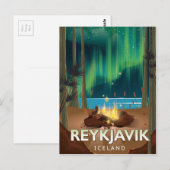 Reykjavik Camping Vintage Reisposter Briefkaart (Voorkant / Achterkant)