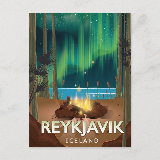 Reykjavik Camping Vintage Reisposter Briefkaart (Voorkant)