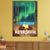 Reykjavik Camping Vintage Reisposter Canvas Afdruk (Insitu (Woonkamer))