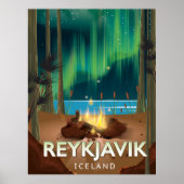 Reykjavik Camping Vintage Travel Poster (Voorkant)