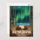 Reykjavik Camping Vintage Travel Poster Briefkaart (Voorkant / Achterkant)