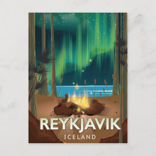Reykjavik Camping Vintage Travel Poster Briefkaart
