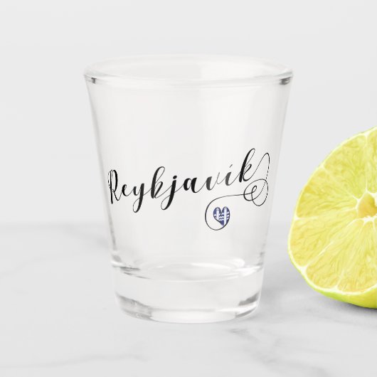 Reykjavík Heart, IJslandse vlag Shot Glas (Voorkant)