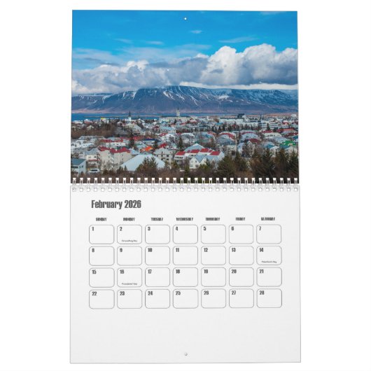 Reykjavík-Iceland Calendar Kalender (Feb 2026)