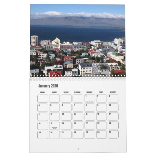 Reykjavík-Iceland Calendar Kalender (Jan 2026)