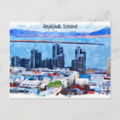 Reykjavík Iceland City Uitzicht Waterverf Briefkaart (Voorkant)