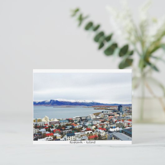 Reykjavik Iceland Rooftop Mountains Briefkaart (Staand voorkant)