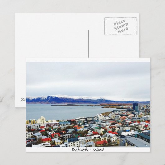 Reykjavik Iceland Rooftop Mountains Briefkaart (Voorkant / Achterkant)
