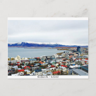 Reykjavik Iceland Rooftop Mountains Postcard Briefkaart