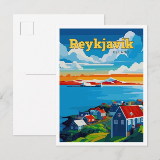 Reykjavik Iceland Travel Art Vintage Briefkaart (Voorkant / Achterkant)