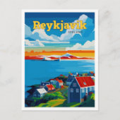 Reykjavik Iceland Travel Art Vintage Briefkaart (Voorkant)