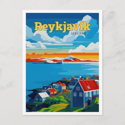 Reykjavik Iceland Travel Art Vintage Briefkaart (Voorkant)