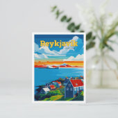 Reykjavik Iceland Travel Art Vintage Briefkaart (Staand voorkant)
