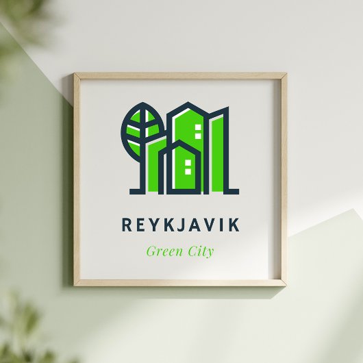 Reykjavik IJsland Duurzame Groene Stad Poster