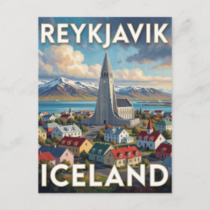 Reykjavik IJsland Hallgrimskirkja Baai Reizen Briefkaart