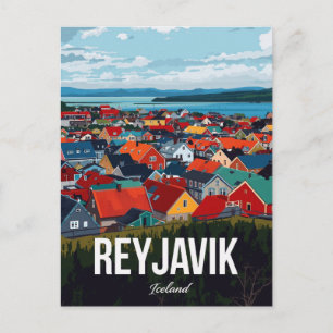 Reykjavik IJsland Kleurrijk Stadsgezicht Briefkaart