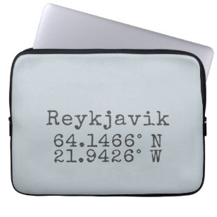 Reykjavik IJsland Latitude Lengtegraad Laptop Sleeve