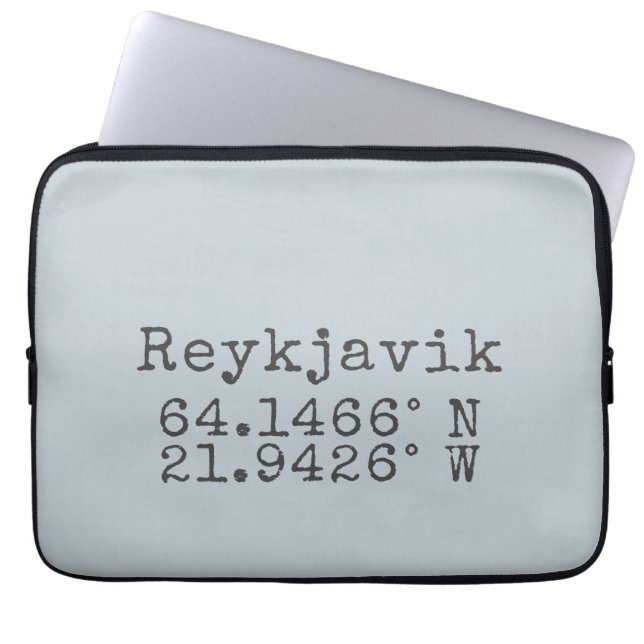 Reykjavik IJsland Latitude Lengtegraad Laptop Sleeve (Voorkant)