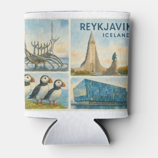 Reykjavik IJsland multiview Blikjeskoeler (Voorkant)
