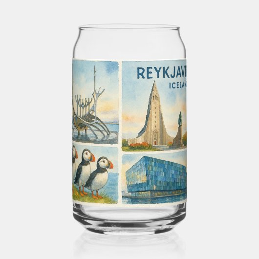 Reykjavik IJsland multiview Blikvorm Glas (Achterkant)