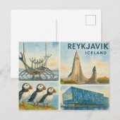 Reykjavik IJsland multiview Briefkaart (Voorkant / Achterkant)