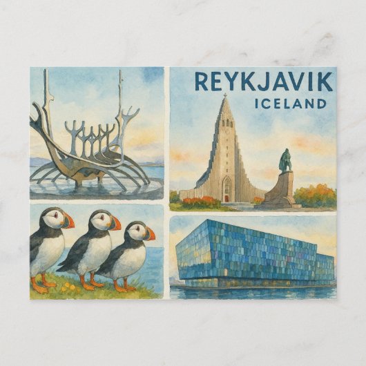 Reykjavik IJsland multiview Briefkaart (Voorkant)