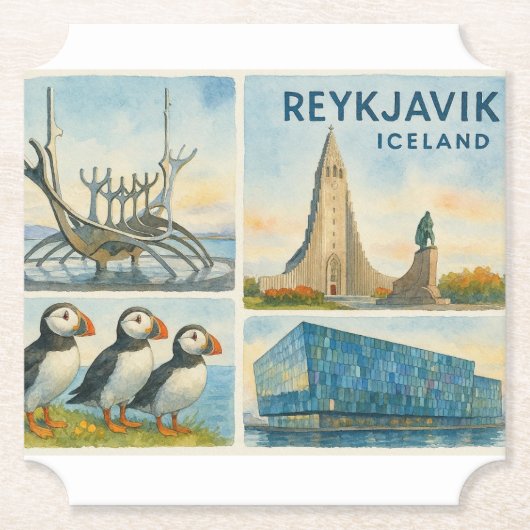 Reykjavik IJsland multiview Kartonnen Onderzetters (Voorkant)