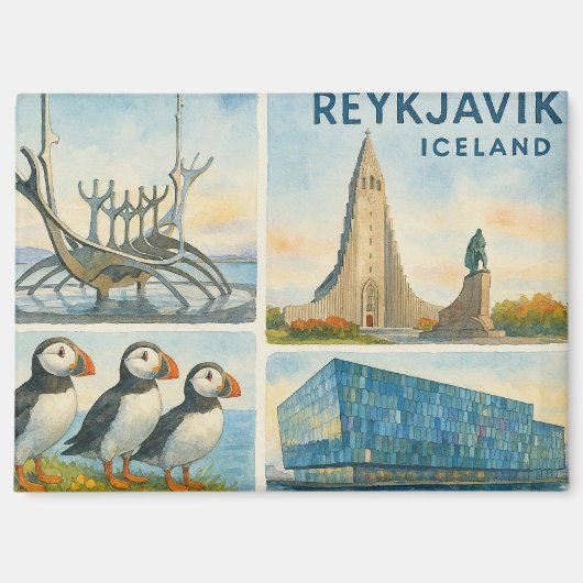 Reykjavik IJsland multiview Magneet (Voorkant)