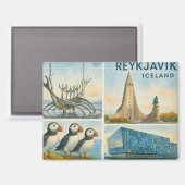 Reykjavik IJsland multiview Magneet (Voorkant / Achterkant)