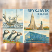 Reykjavik IJsland multiview  Raamsticker (Vel 2)
