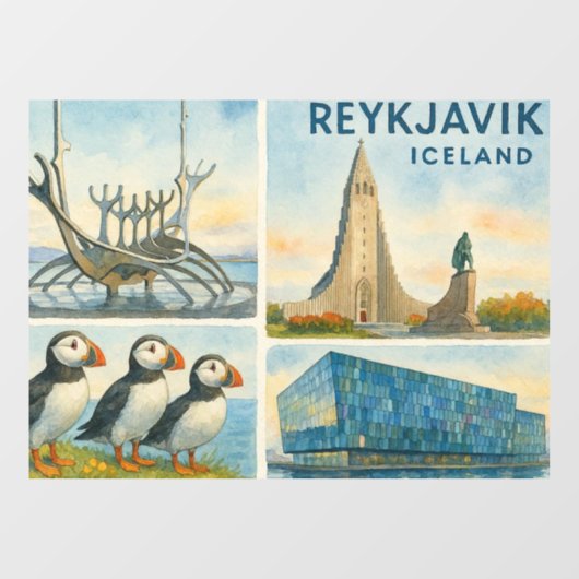 Reykjavik IJsland multiview  Raamsticker (Vel)
