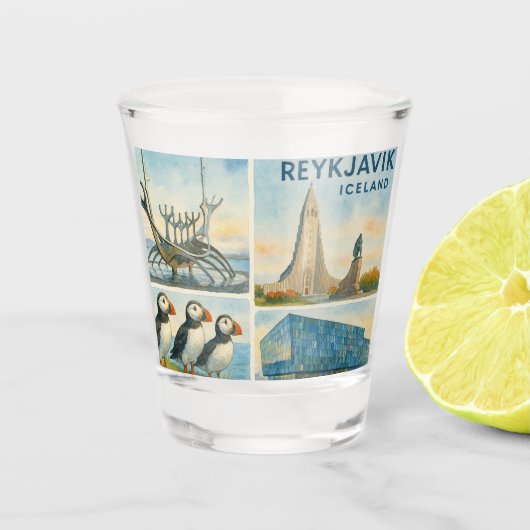Reykjavik IJsland multiview  Shot Glas (Voorkant)
