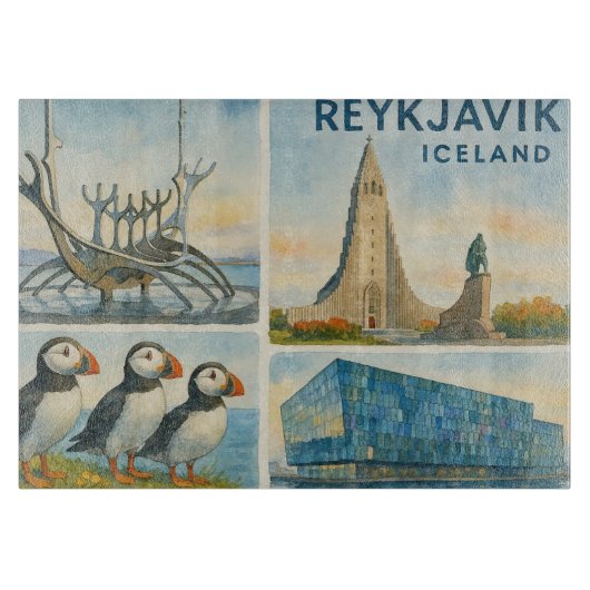 Reykjavik IJsland multiview  Snijplank (Voorkant)