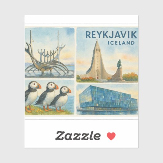 Reykjavik IJsland multiview  Sticker (Vel)