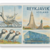 Reykjavik IJsland multiview  Sticker (Voorkant)